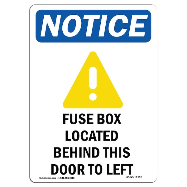 Sign, 5" H, Fuse Box Located Behind Sign With Symbol, Portrait, NS-D-35-V-12970-10PK